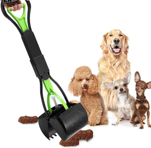 Dog waste picker with four dogs on a white background at Pet Servo