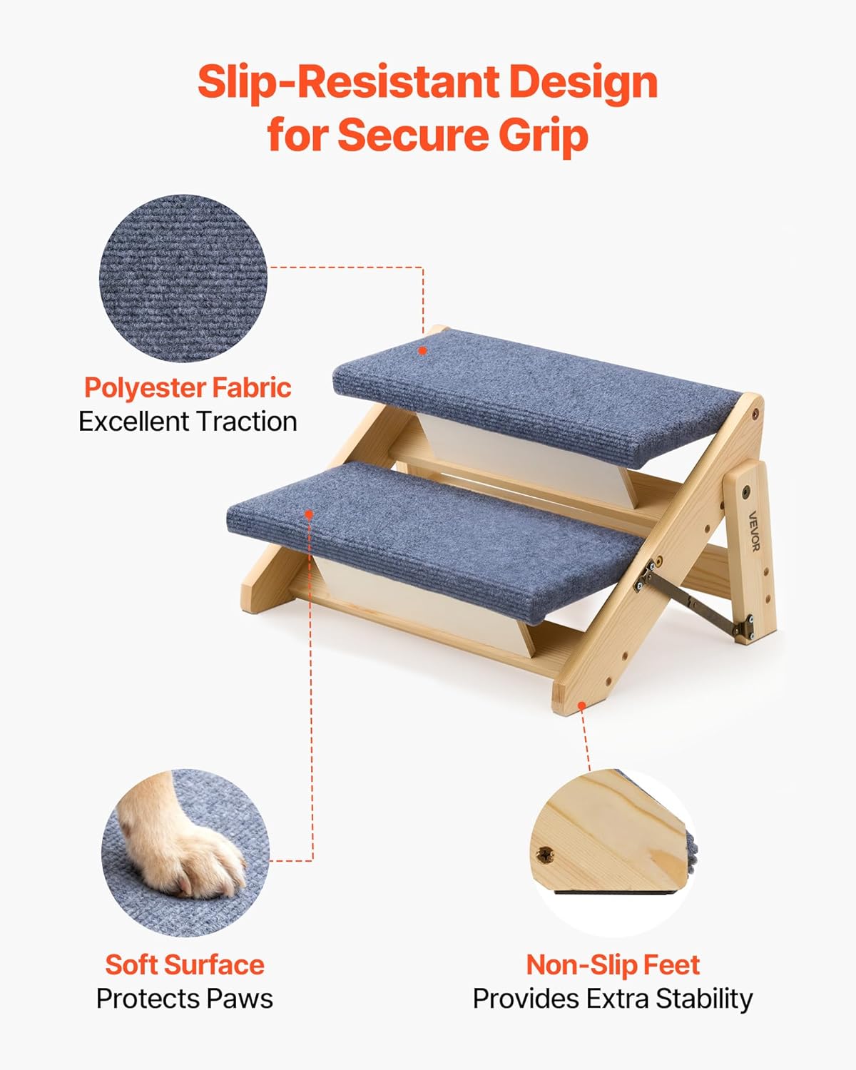 Dog step with slip-resistant design features on a white background at Pet Servo