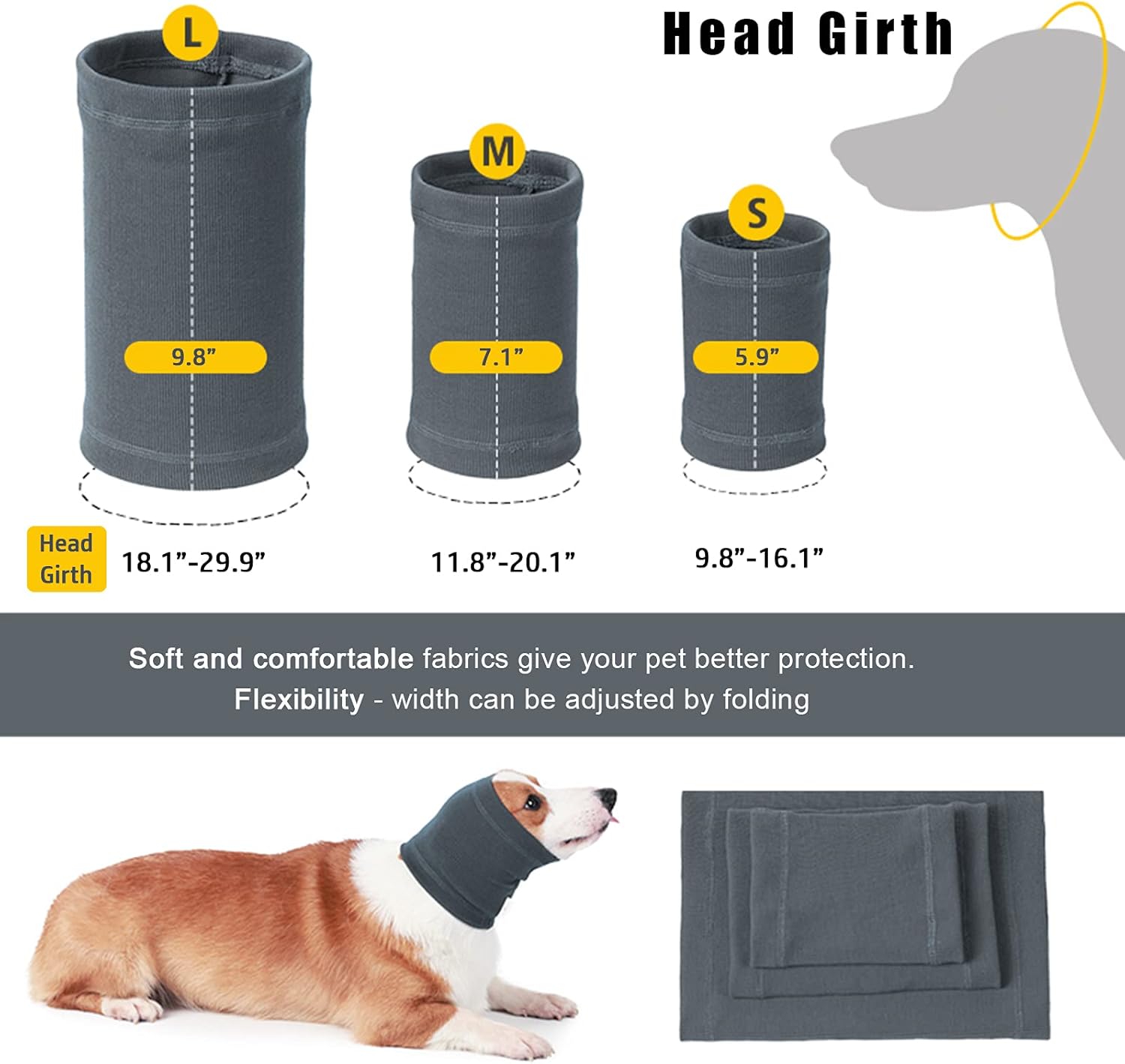 Nanaki - Calming Dog Headband Ear Wrap, Size M - Petservo