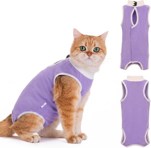 Viiotu - Soft Post-Surgery Recovery Suit for Female Cats, Purple at Pet Servo