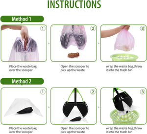 Instructions for using a waste disposal system with images and text at Pet Servo