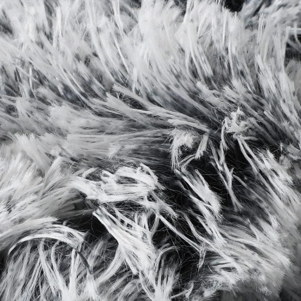 Close-up of a shaggy faux fur fabric texture in black and white, showing the fluffy fibers and soft material detail at Pet Servo