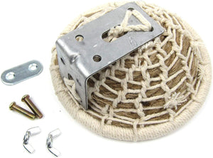 Metal bracket with rope and screws on a white background at Pet Servo