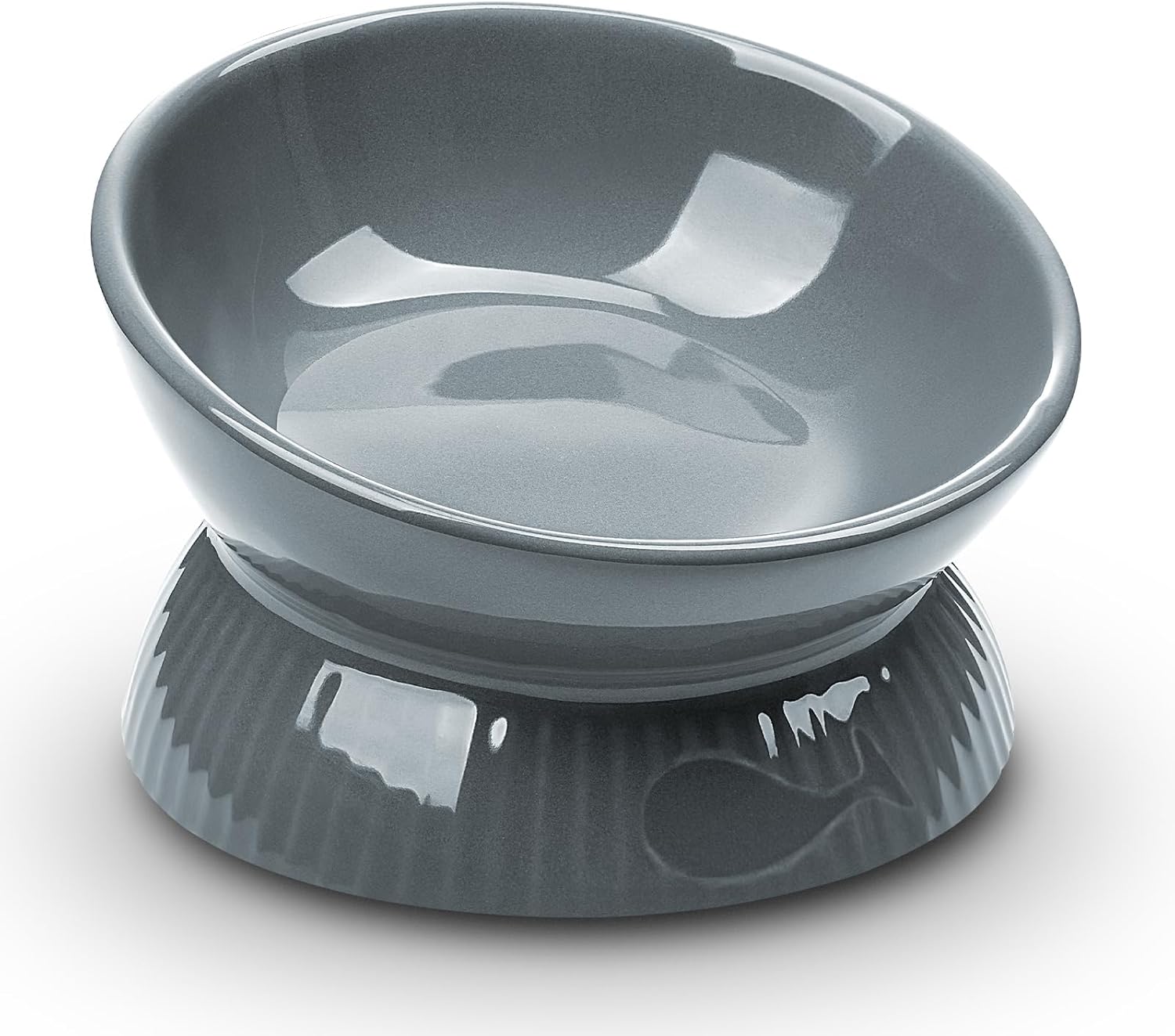 Gray elevated pet bowl on a white background at Pet Servo