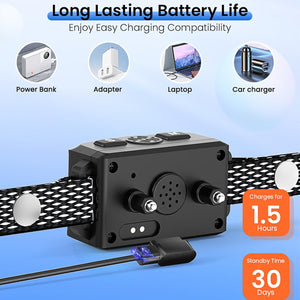 Product with charging capabilities for power bank, adapter, laptop, and car charger on a blue background at Pet Servo