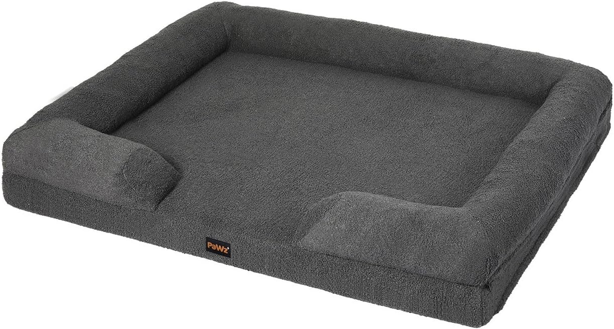 PaWz - XL Memory Foam Pet Sofa Bed with Removable Washable Fluffy Cover (Grey) at Pet Servo