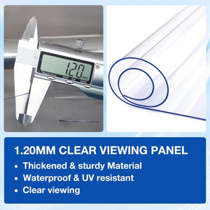 Clear viewing panel with digital caliper measurement and product details at Pet Servo