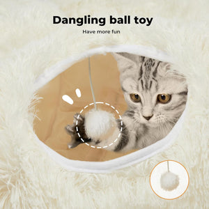PaWz - Large Cat Tunnel Bed with Central Soft Mat, Fluffy Cat Cave Donut Tunnel at Pet Servo