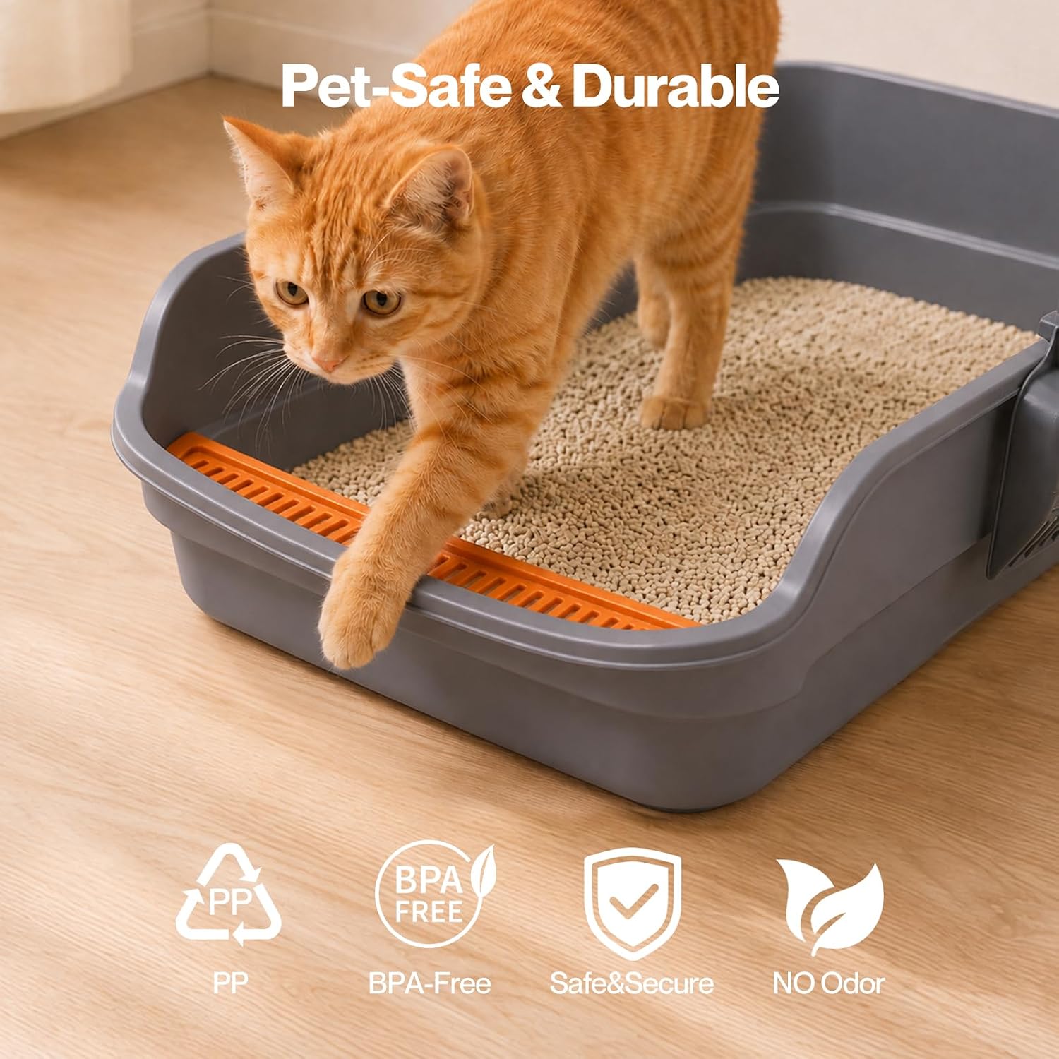 PaWz - Open Cat Litter Box with Scoop High Sided Kitty Litter Tray at Pet Servo