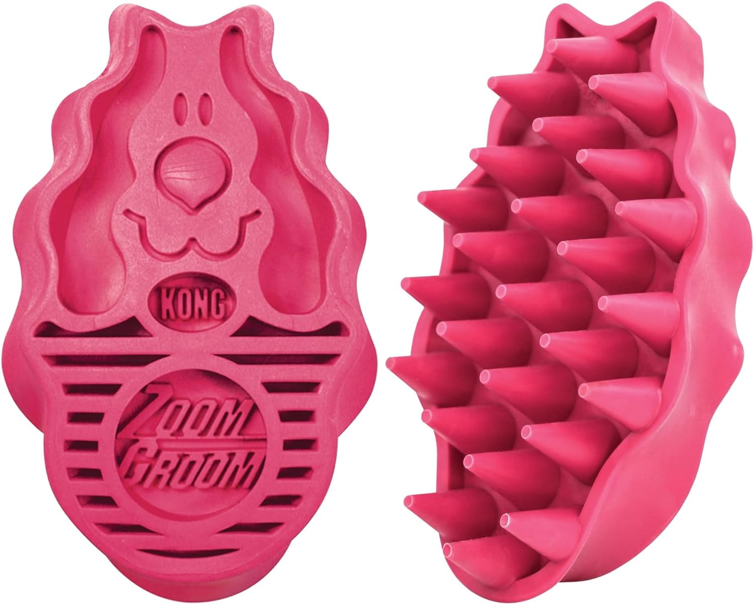 Pink dog toy with textured surface and spike design on a white background at Pet Servo
