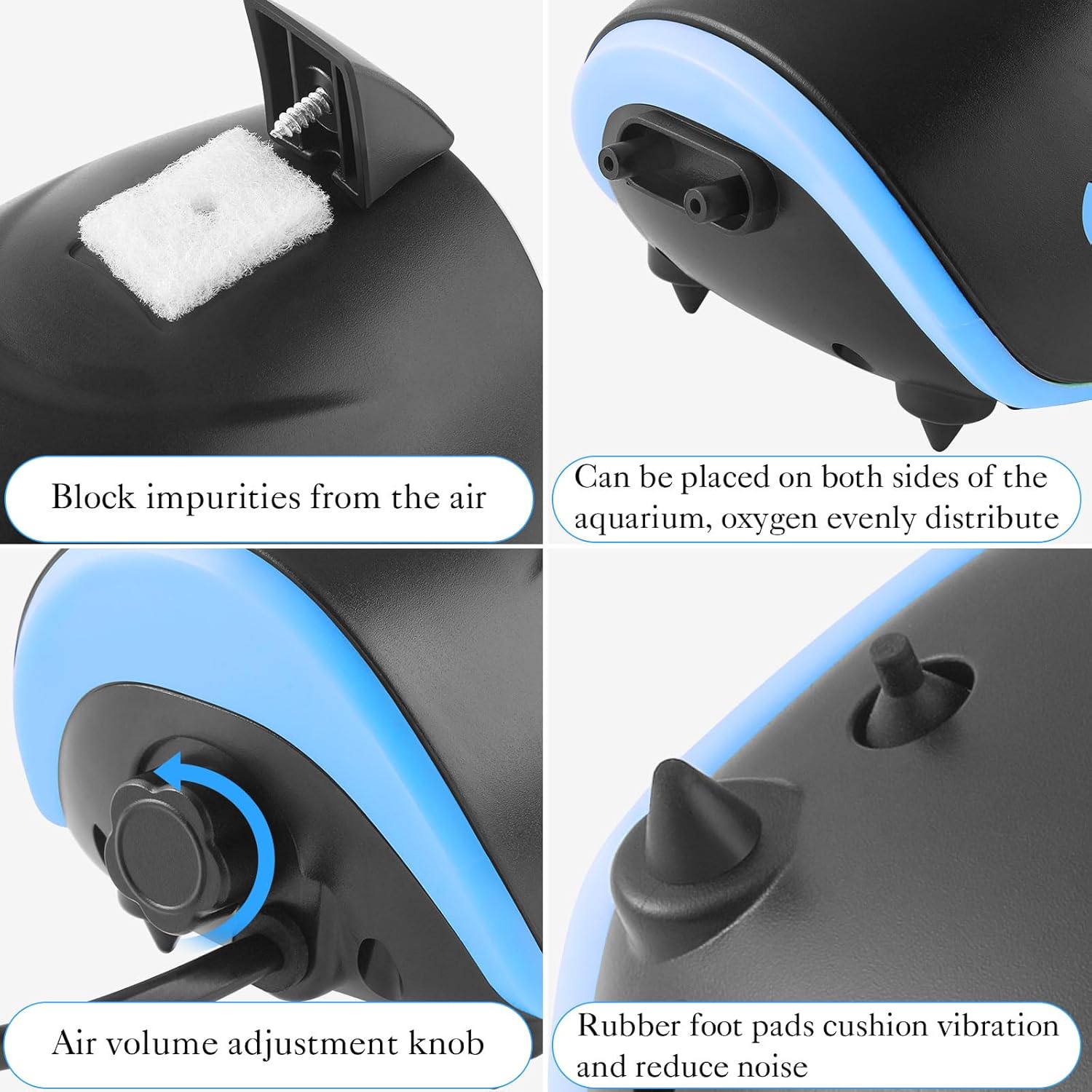 Aquarium air stone with features highlighted on a white background at Pet Servo