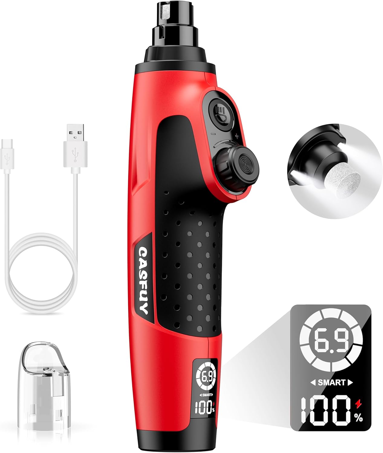 Buy Casfuy 6-Speed Pet Nail Grinder with 2 LED Lights at Pet Servo