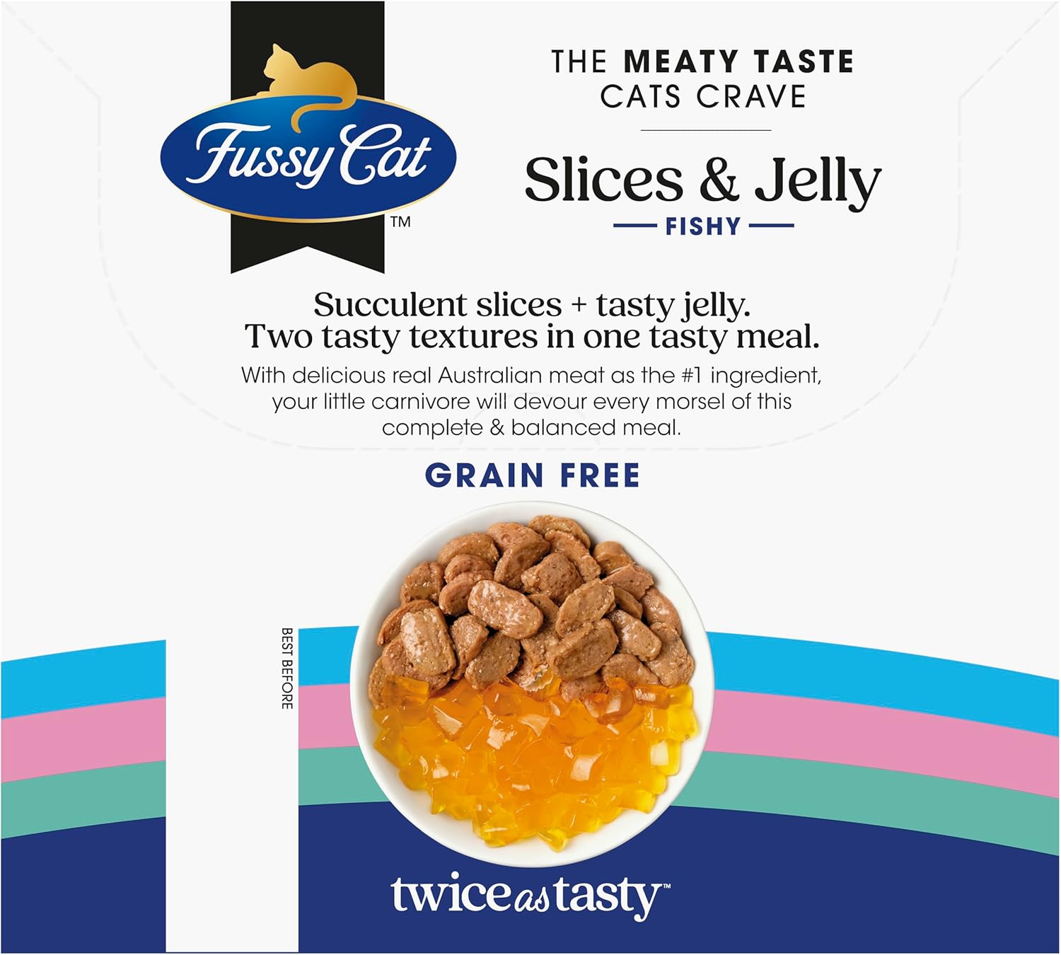 Fussy Cat - Grain Free Adult Twice as Tasty Wet Cat Food, Slices & Jelly Fishy