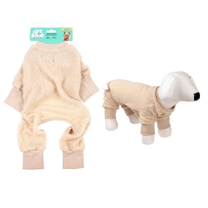 Art & Bob - Fleece Dog Pyjamas 30cm Beige Small