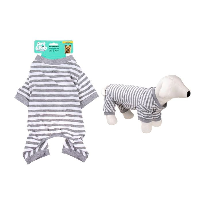 Art & Bob - Striped Dog Pyjamas Small 30cm Grey