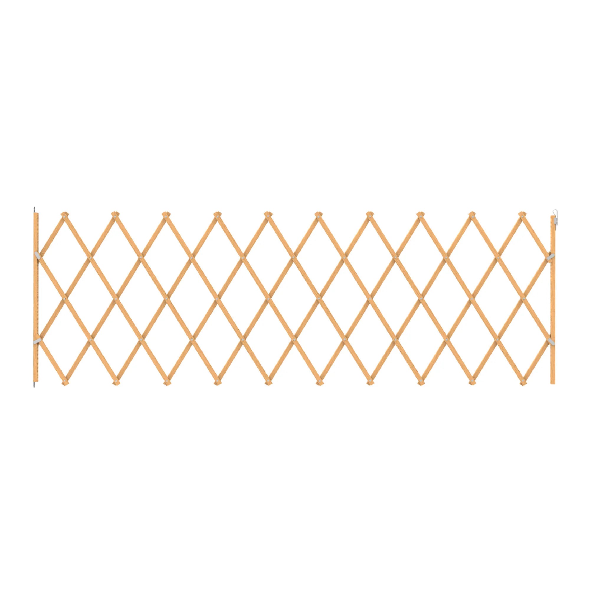 Expandable wooden fence on a white background