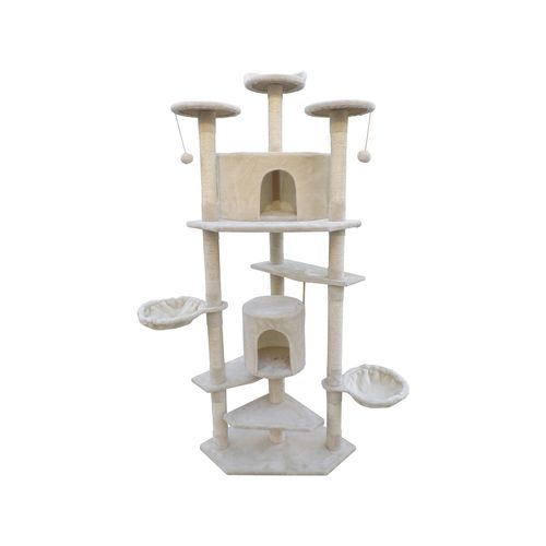 YES4PETS 200 cm Cat Scratching Tree Tower Furniture Beige - PetServo