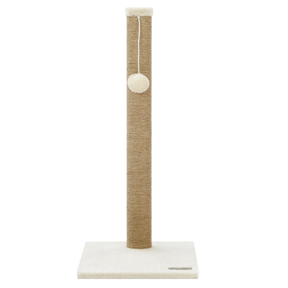 Cat scratching post with a spherical ball on a white background at Pet Servo