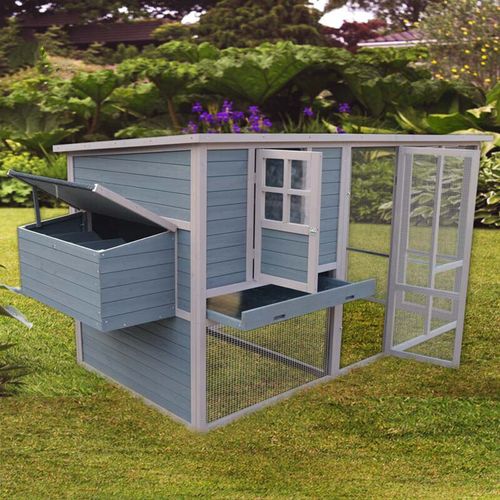 YES4PETS 290cm XXL Grey Chicken Coop Rabbit Hutch Feret House PetServo