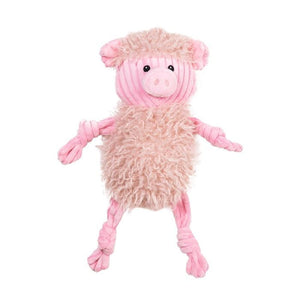 Plush toy sheep with pink fleece on a white background