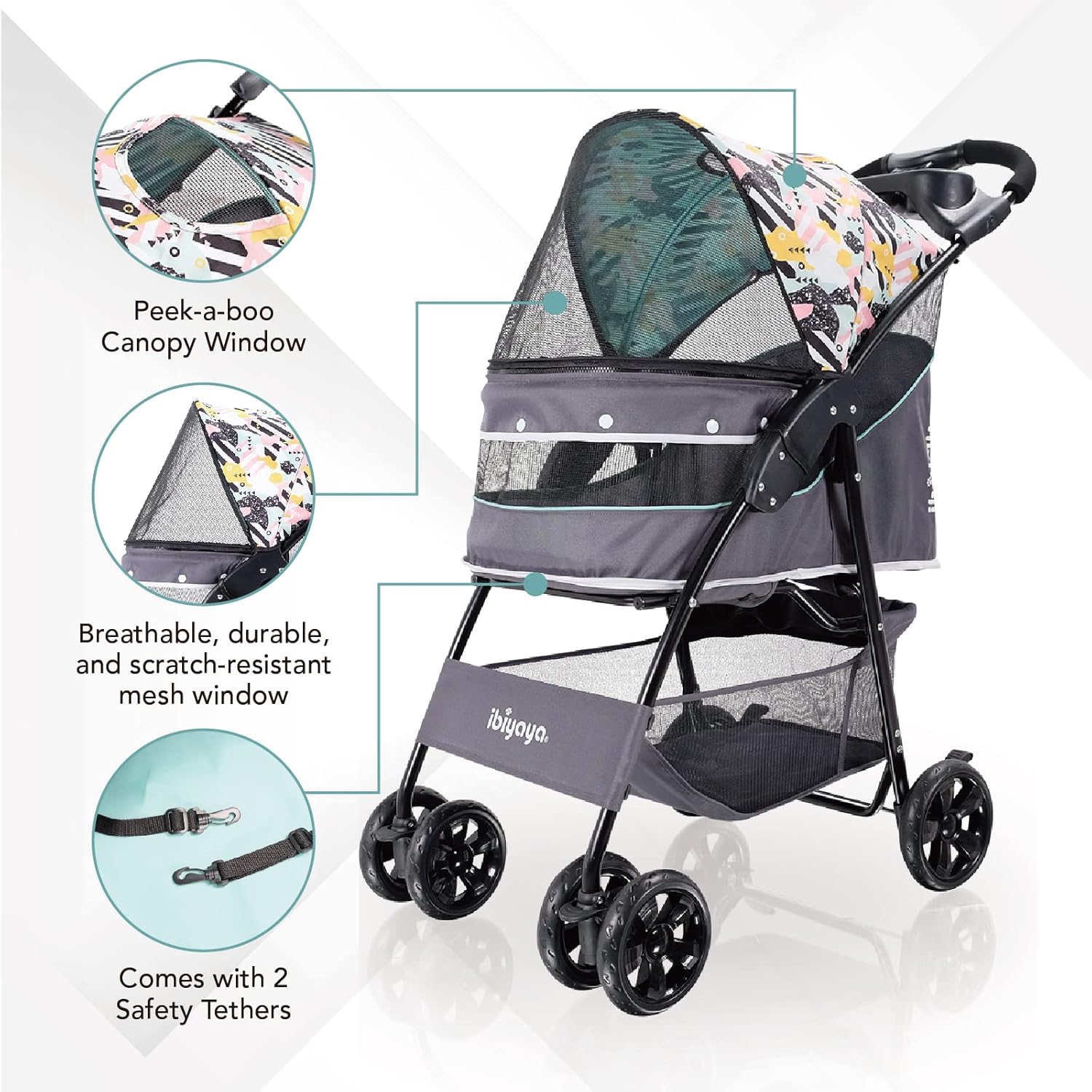Ibiyaya Cloud 9 Pet Stroller for Cats & Dogs - Mint Green - petservo-1