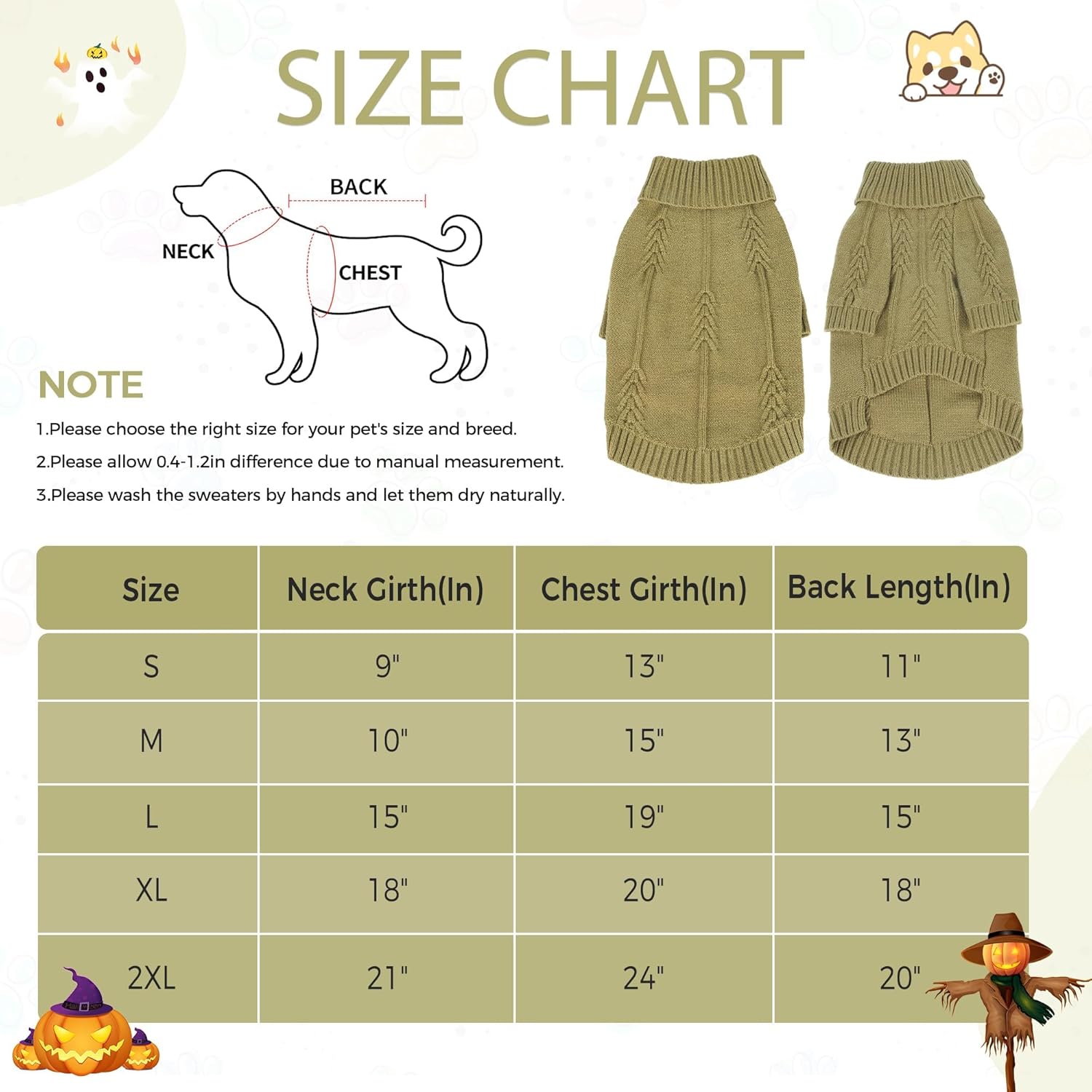 Grass Green Knitted Winter Sweater for All Dog Sizes - Petservo