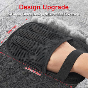 Black mesh glove with measurements on a gray background at Pet Servo