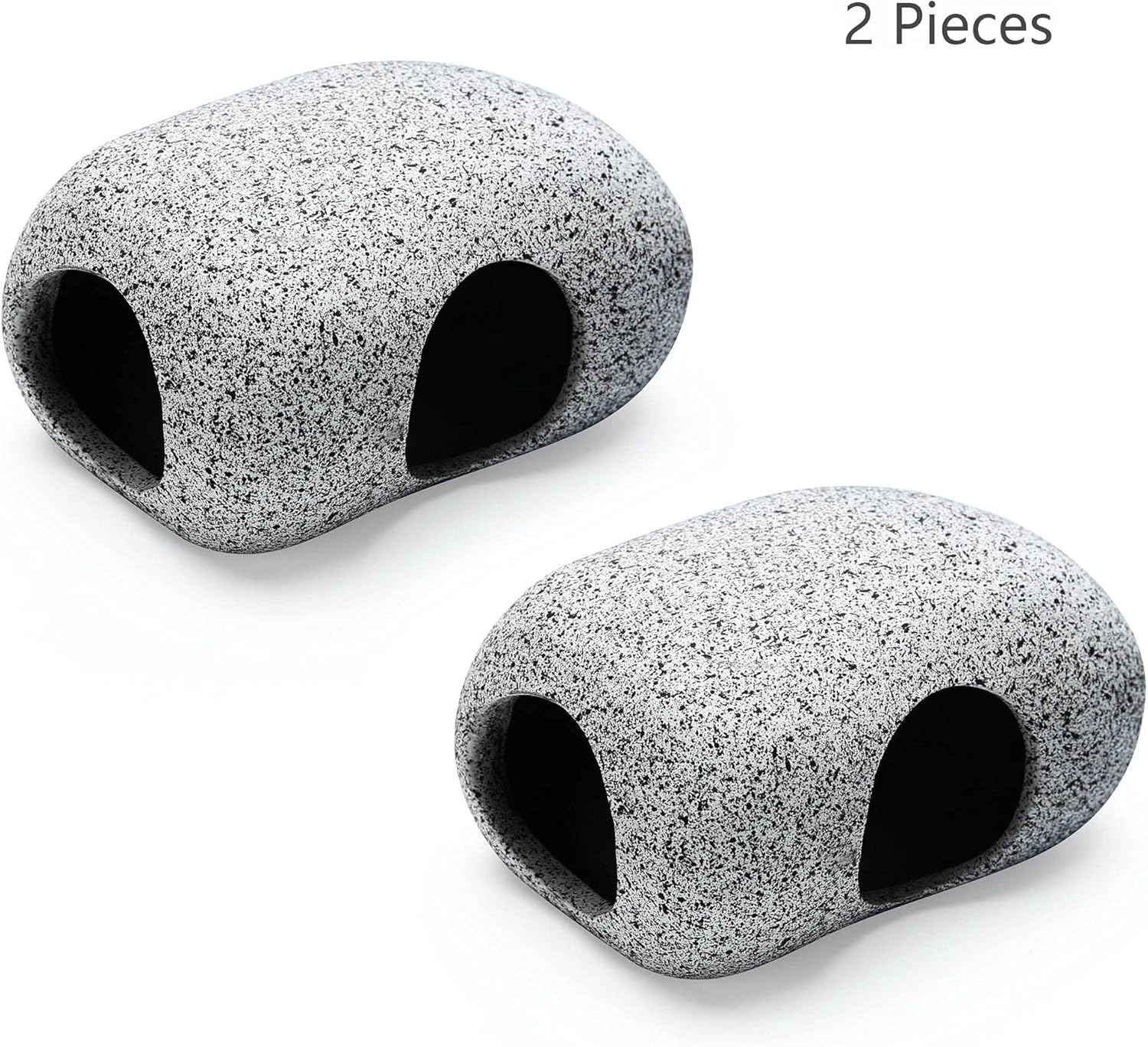 Two gray pet houses with black interiors on a white background at Pet Servo