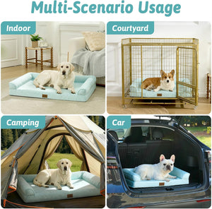 Dog bed used in various scenarios including indoor, courtyard, camping, and car at Pet Servo