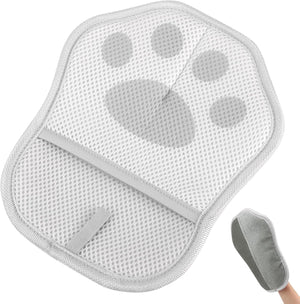 Gray mesh scrubber with a handle on a white background at Pet Servo