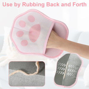 Pink mesh scrubber with paw design and gray textured pad on a white background at Pet Servo
