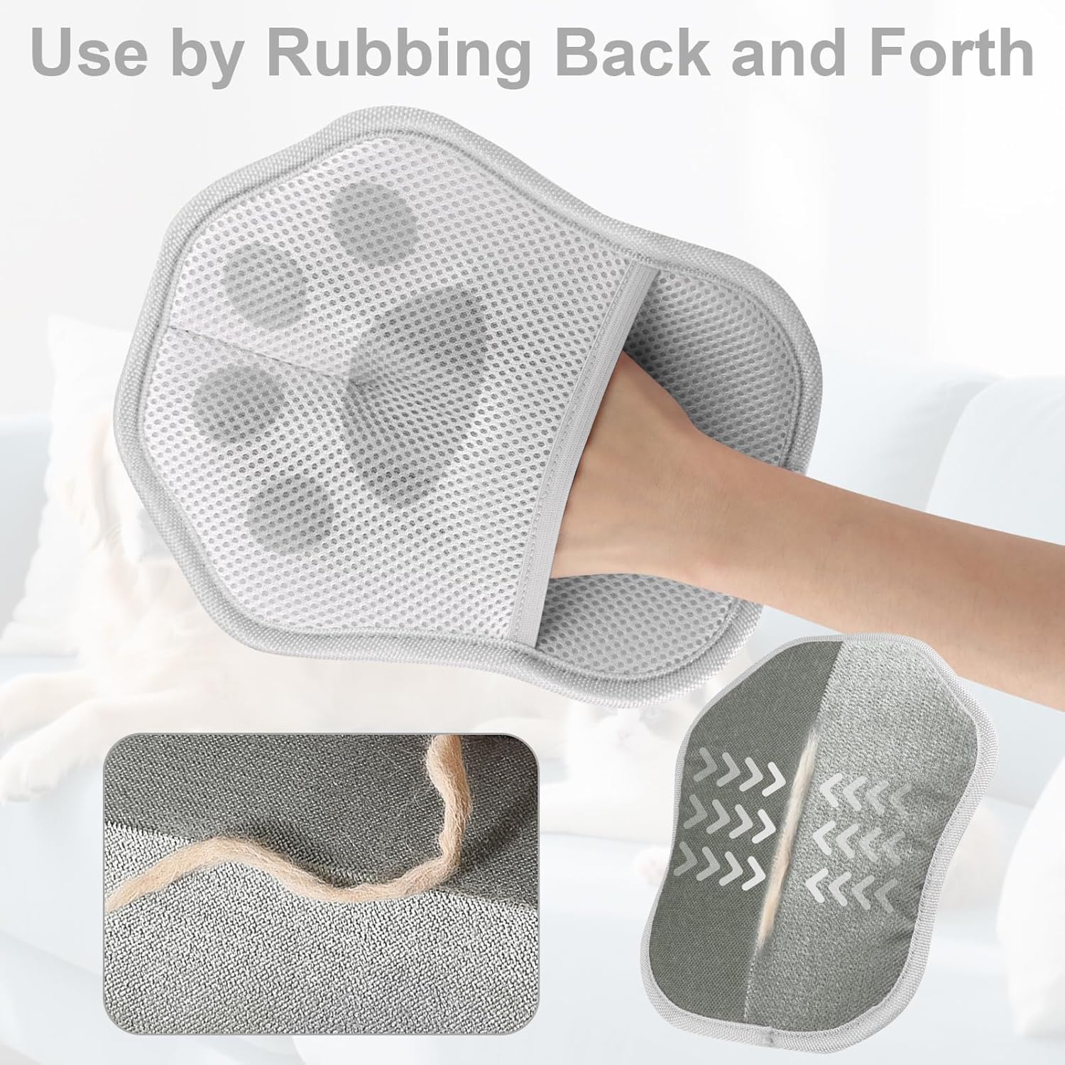 Gray foot scrubber with textured surface being used on a foot, with text indicating use method at Pet Servo