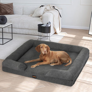 PaWz - XL Memory Foam Pet Sofa Bed with Removable Washable Fluffy Cover (Grey) at Pet Servo