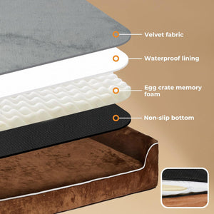 PaWz L-Shape Neck Support Velvet Orthopedic Dog Bed Sofa for Medium Dogs (Coffee) at Pet Servo