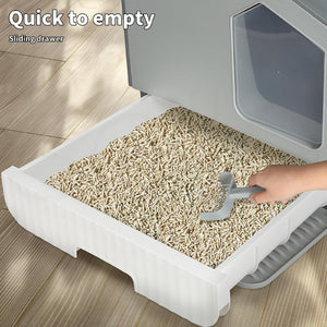 PaWz - Two-Way Door Cat Litter Box Anti-Splashing with Cat Toilet Mat (Grey) at Pet Servo