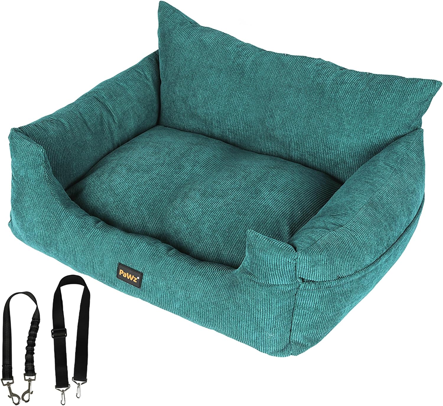Teal pet bed with a strap on a white background at Pet Servo