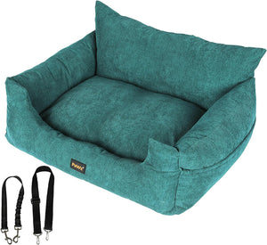 Teal pet bed with a strap on a white background at Pet Servo