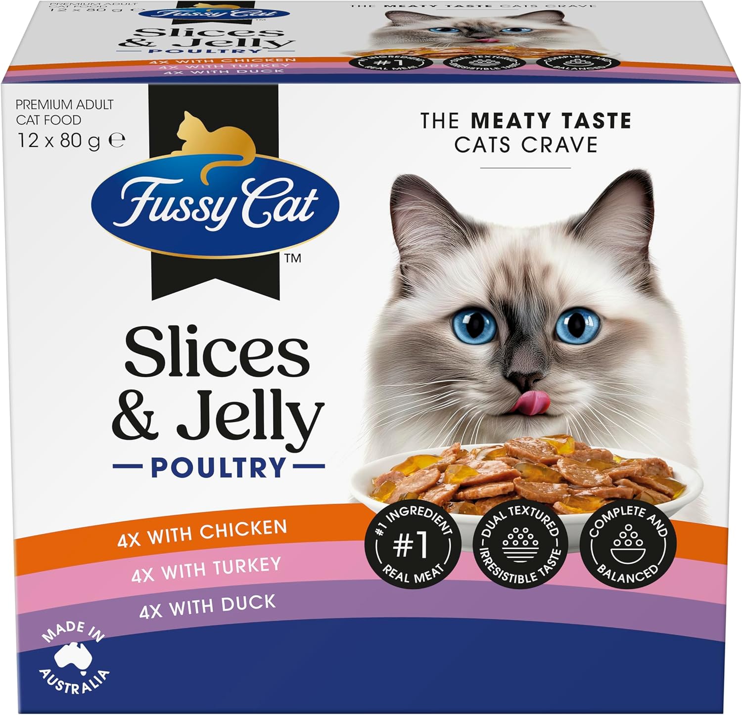 Fussy Cat - Grain Free Adult Twice as Tasty Wet Cat Food, Slices & Jelly Poultry