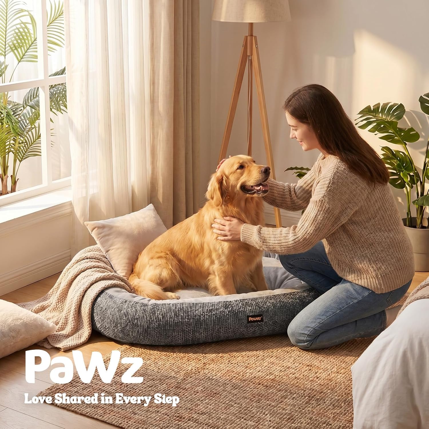 PaWz Orthopedic Dual-Layer Foam Dog Bed with Plush Cushion Top with Machine Washable Cover at Pet Servo