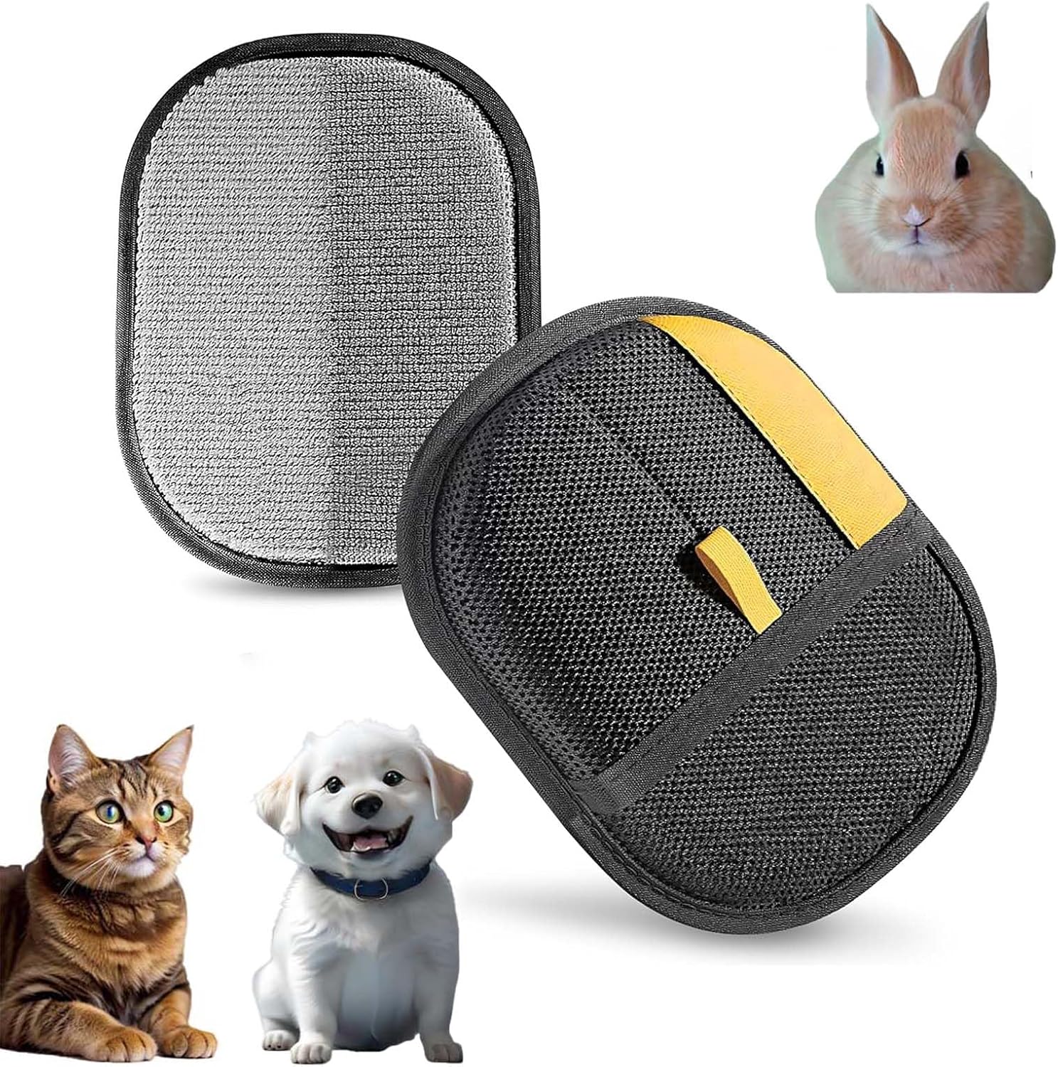 Two pet grooming tools with a rabbit, cat, and dog inset on a white background at Pet Servo
