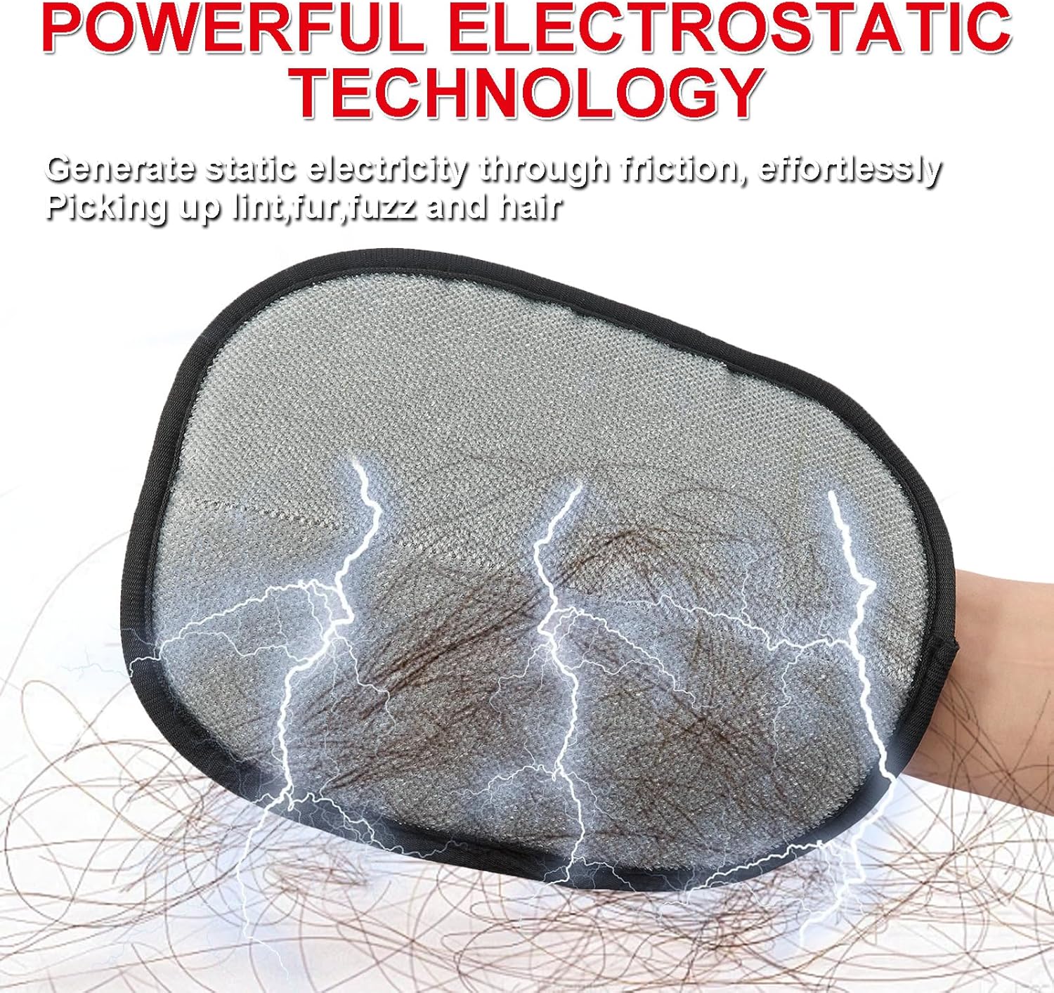 Electrostatic cleaning glove with text about powerful electrostatic technology on a white background at Pet Servo