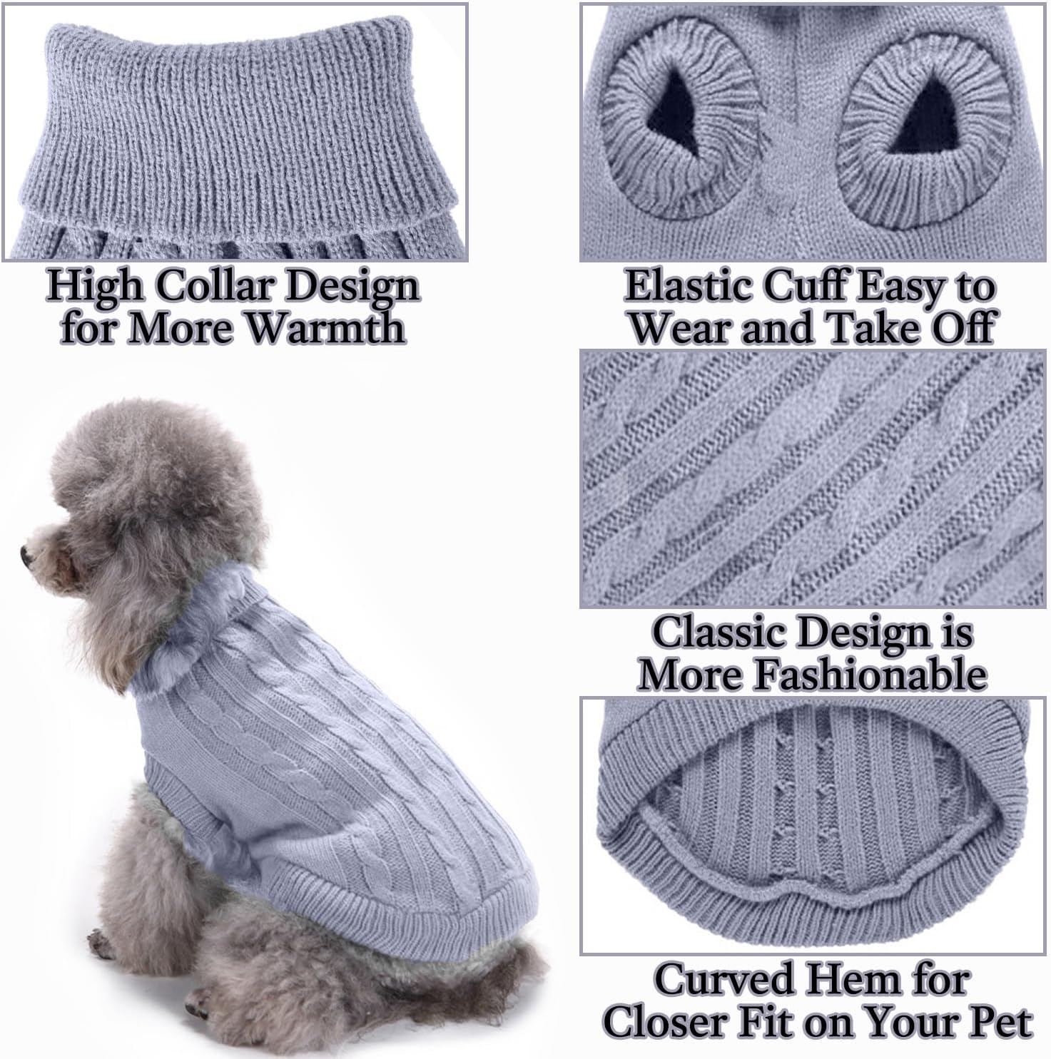 KIKNIN - Thermal Turtleneck Dog Sweater, M Size - Petservo