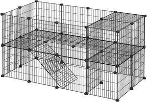 Pet playpen with multiple levels and a ramp on a white background at Pet Servo