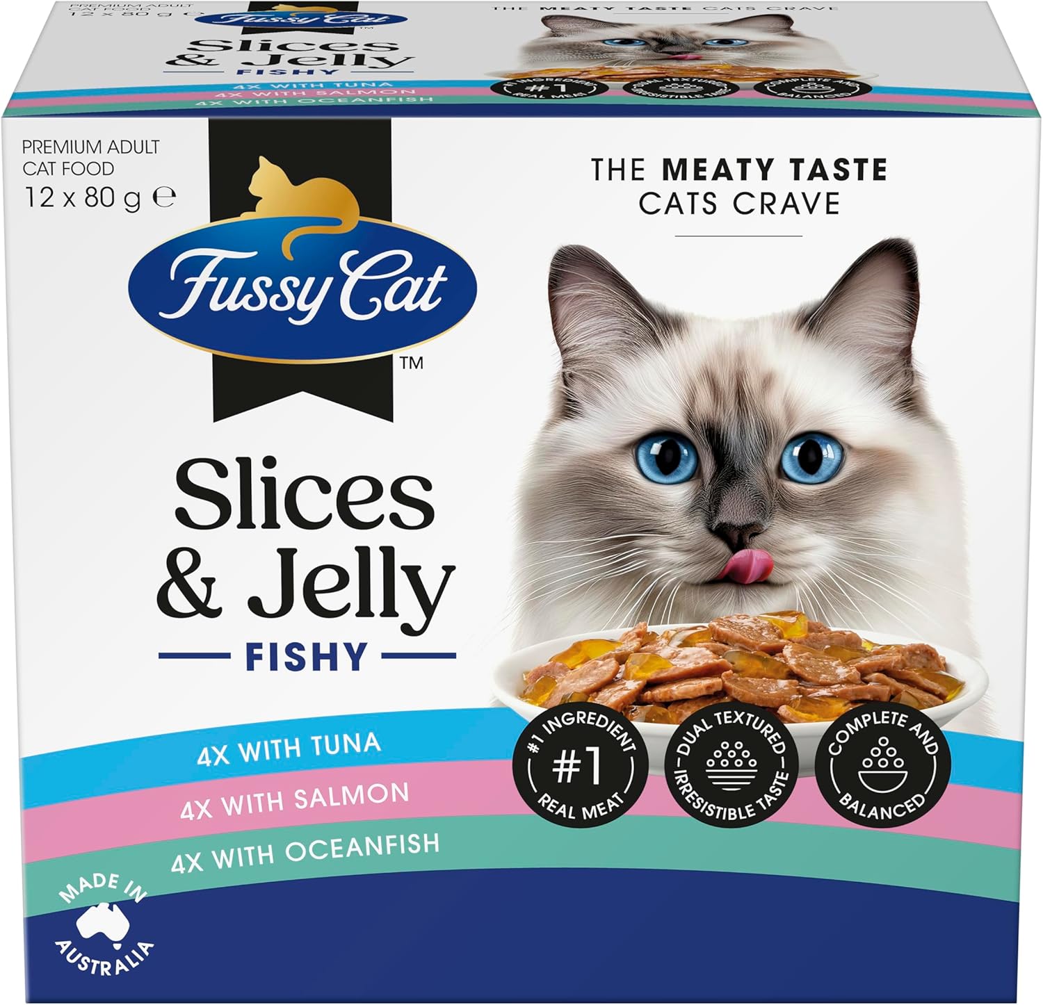 Fussy Cat - Grain Free Adult Twice as Tasty Wet Cat Food, Slices & Jelly Fishy