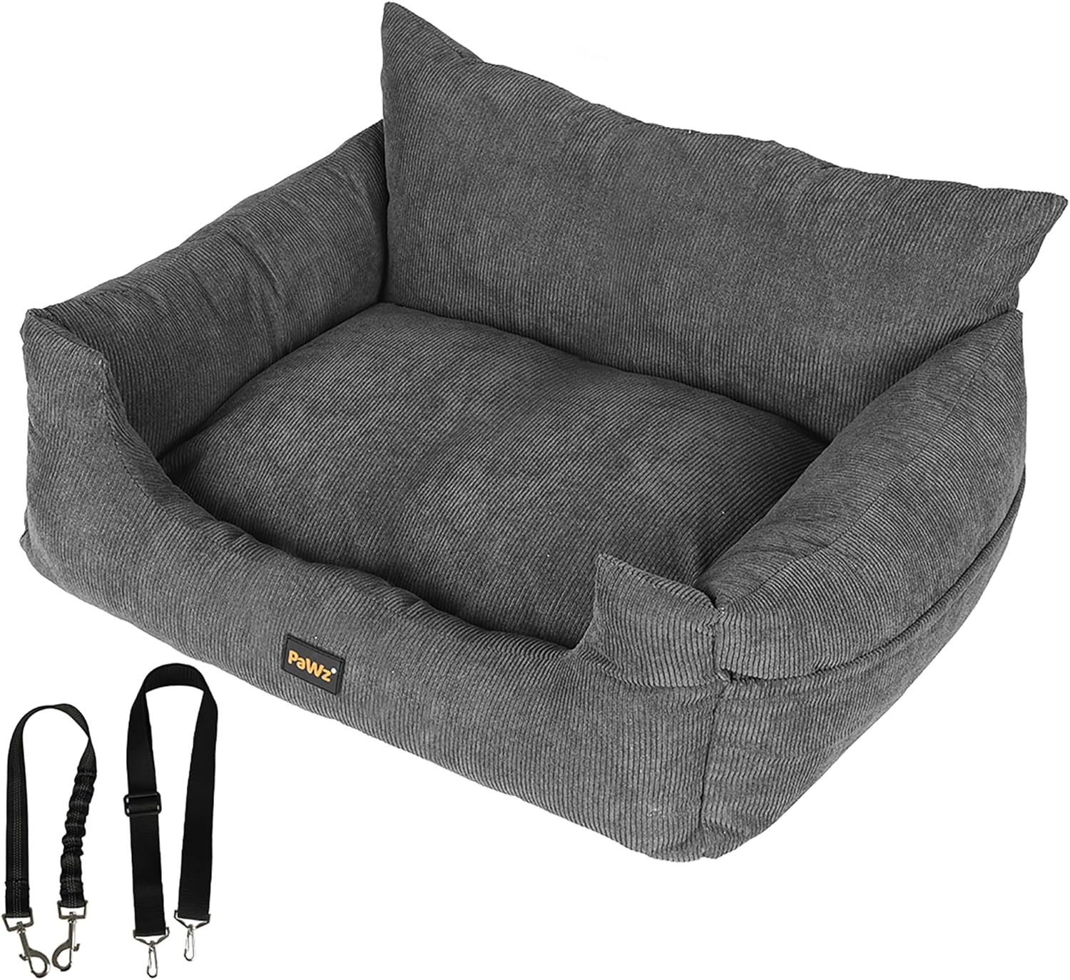 Gray pet bed with straps on a white background at Pet Servo