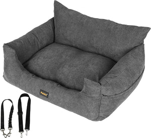Gray pet bed with straps on a white background at Pet Servo