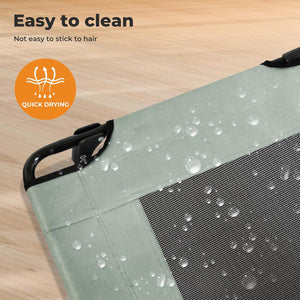 Product with water droplets on a wooden surface, labeled 'Easy to clean' and 'Quick Drying' at Pet Servo