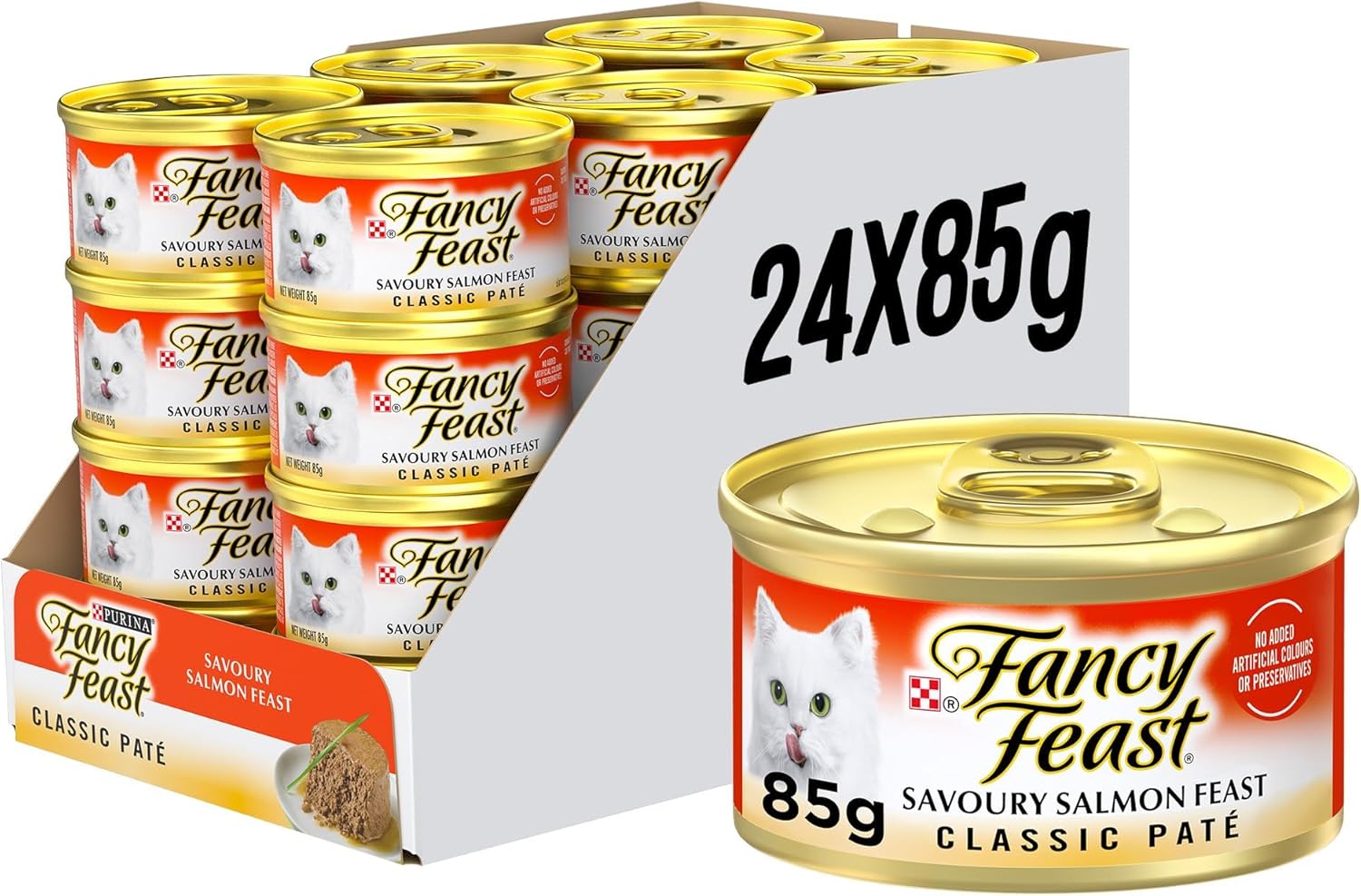Fancy Feast - Classic Paté Adult Wet Cat Food Savoury Salmon Feast 24x85g