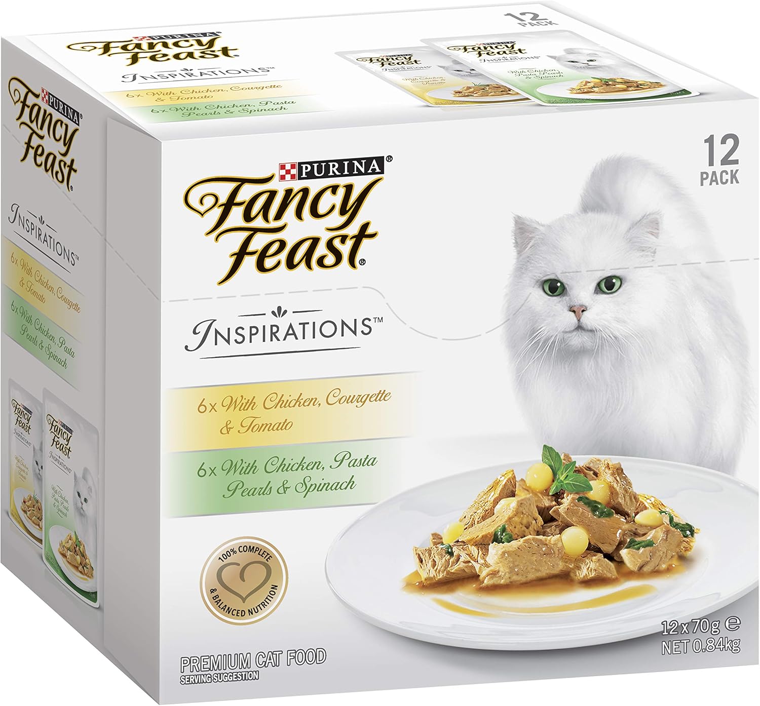 Box of Fancy Feast cat food with a white cat on the packaging at Pet Servo