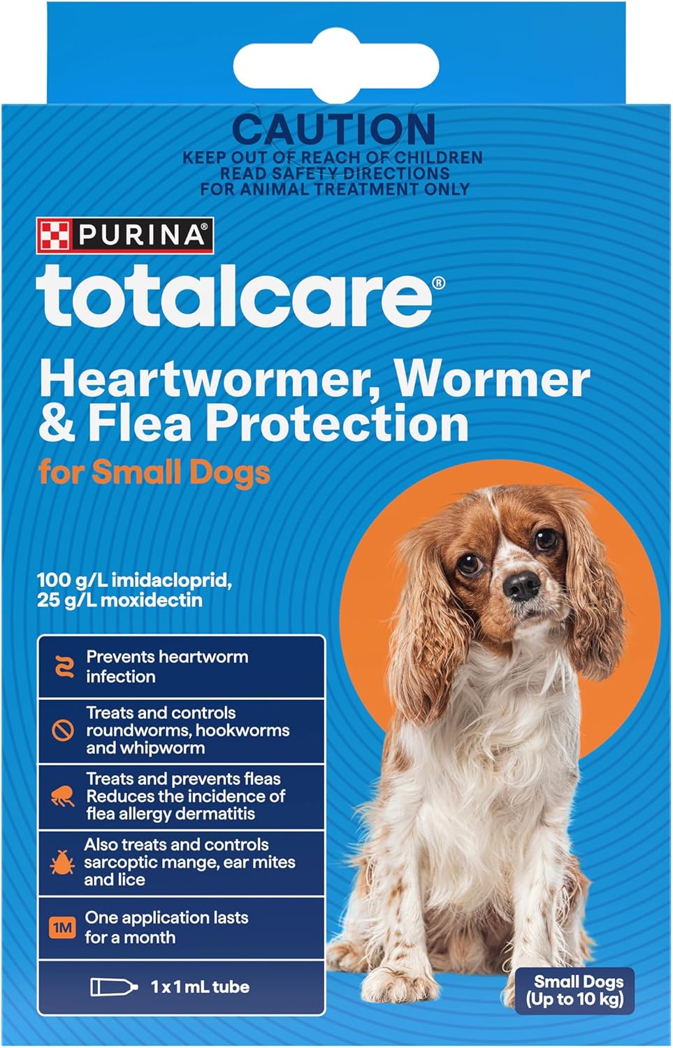 Purina Totalcare heartworm, wormer & flea protection for small dogs packaging at Pet Servo